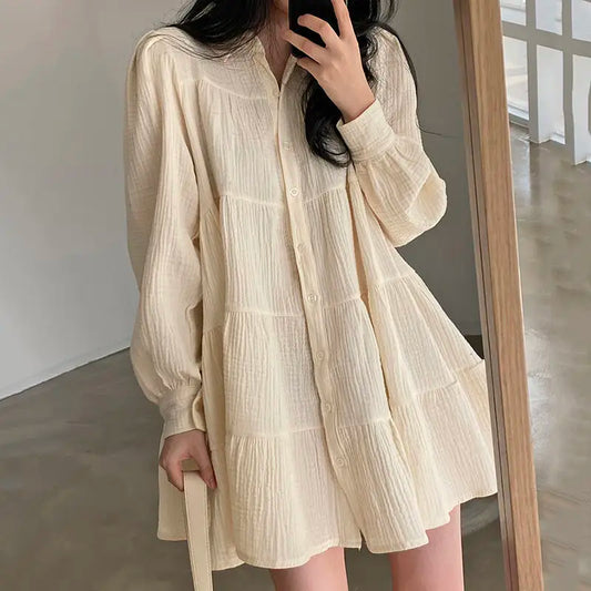 SORI Women's Long Sleeve Spring Ruffles Dress