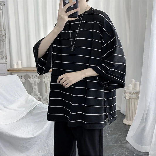 Sori Japanese Style Draped Striped Tee